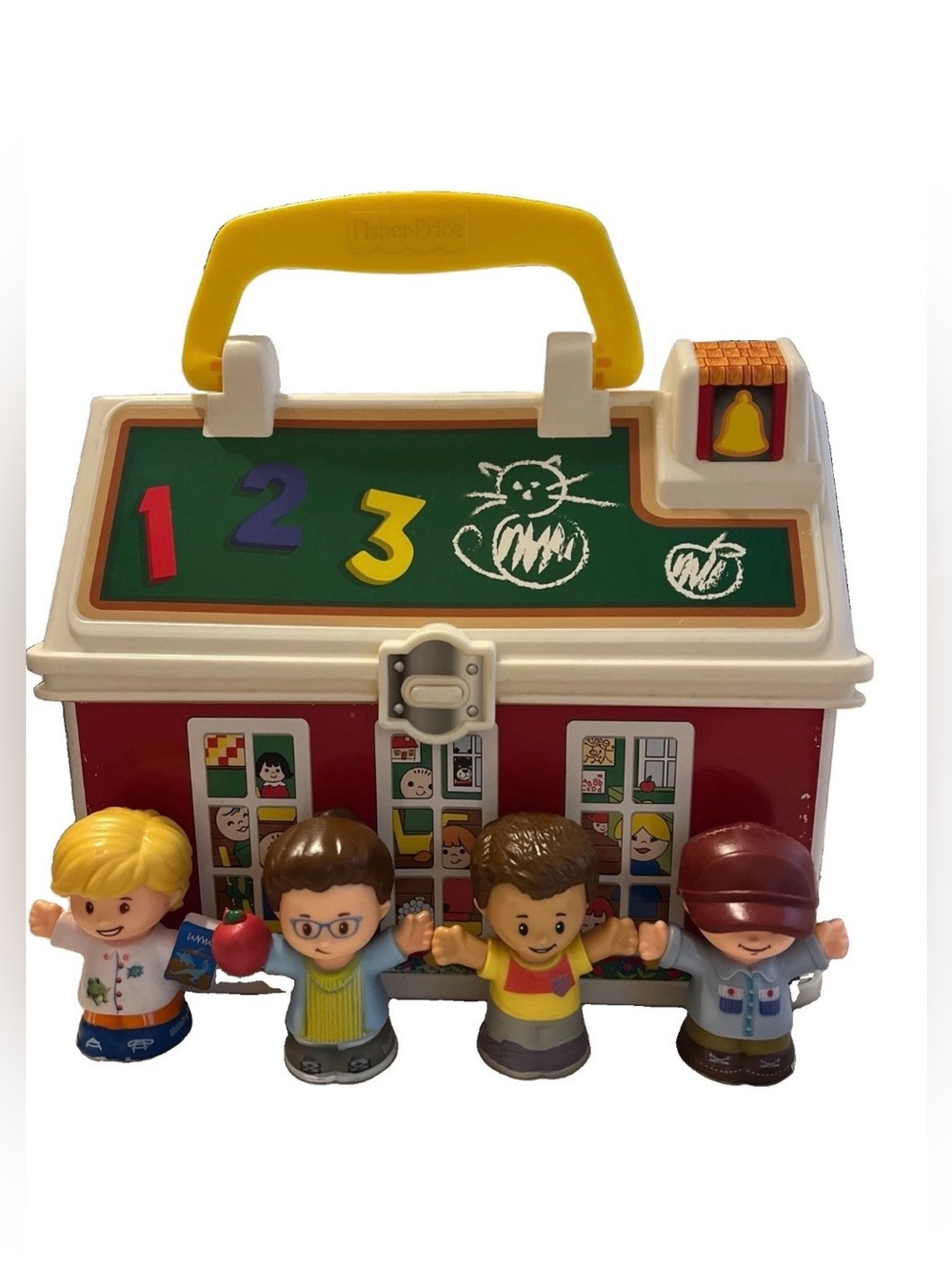 Vintage Fisher-Price Little People schoolhouse lunch box +4 People Figures